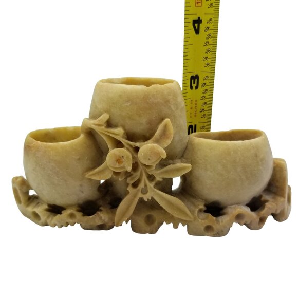 Vintage Hand-Carved Soapstone Floral Brush Pot - Picture 11 of 16